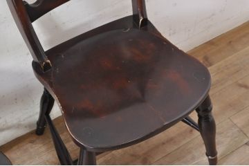 和製ビンテージ　松本民芸家具　#49A型ワイコムチェア　落ち着いた色味と滑らかな質感が美しいダイニングチェア4脚セット(板座チェア、椅子、イス、ヴィンテージ、バラ売り可能)(定価4脚で約42万円)(R-072369)