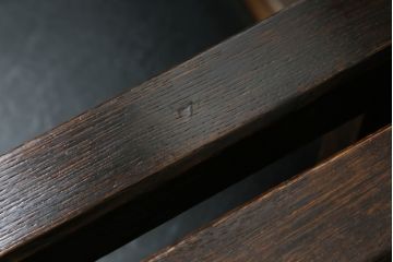 和製ビンテージ　松本民芸家具　特注　ナラ材　合皮　シンプルでスタイリッシュなアームチェア2脚セット(ダイニングチェア、椅子、イス、ヴィンテージ)(R-072377)