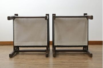 和製ビンテージ　松本民芸家具　特注　ナラ材　合皮　シンプルでスタイリッシュなアームチェア2脚セット(ダイニングチェア、椅子、イス、ヴィンテージ)(R-072377)