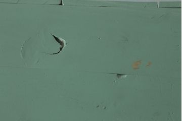 和製アンティーク　くすみカラーのペイントがレトロな雰囲気を醸し出すマス目棚(升目棚、下駄箱、収納棚、飾り棚、本棚)(R-072382)