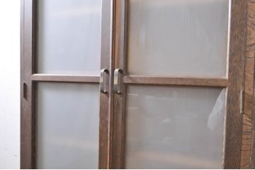 和製アンティーク　激レア　ナラ材　使い込まれた風合いが味わい深い三分割ブックケース(本箱、本棚、収納棚、戸棚、キャビネット)(R-072387)