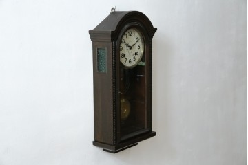 和製アンティーク　横浜エムズイ商会　TRADE(Z)MARK(トレードマーク)　横窓縁のダイヤガラスが素敵な掛け時計　(R-072397)