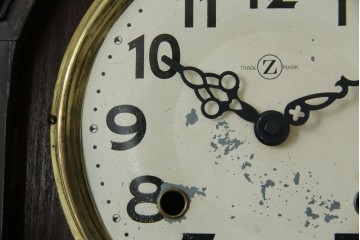 和製アンティーク　横浜エムズイ商会　TRADE(Z)MARK(トレードマーク)　横窓縁のダイヤガラスが素敵な掛け時計　(R-072397)