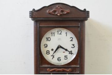 和製アンティーク　堀田時計店　TRADE MARK(トレードマーク)　N.H.T　CROWNFAN(クラウンファン)　30DAY　レリーフとクラシカルなデザインが魅力の掛け時計(柱時計、古時計、振り子時計)(R-072402)