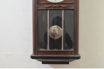 和製アンティーク　堀田時計店　TRADE MARK(トレードマーク)　N.H.T　CROWNFAN(クラウンファン)　30DAY　レリーフとクラシカルなデザインが魅力の掛け時計(柱時計、古時計、振り子時計)(R-072402)