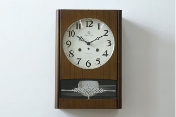 和製アンティーク　愛知時計電機(アイチ、AICHI)　AC TRADE MARK(トレードマーク)　Super Eight (スーパーエイト)　30DAY　レトロモダンなデザインが魅力的な掛け時計　(R-072411)