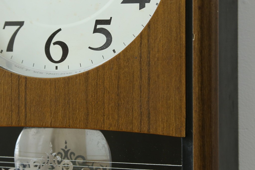 和製アンティーク　愛知時計電機(アイチ、AICHI)　AC TRADE MARK(トレードマーク)　Super Eight (スーパーエイト)　30DAY　レトロモダンなデザインが魅力的な掛け時計　(R-072411)