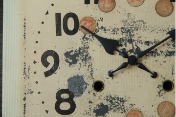 和製アンティーク　C.M.A.EXAMINED　昭和レトロ　珍しいデザインが魅力的な掛け時計　(R-072418)