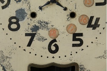 和製アンティーク　C.M.A.EXAMINED　昭和レトロ　珍しいデザインが魅力的な掛け時計　(R-072418)