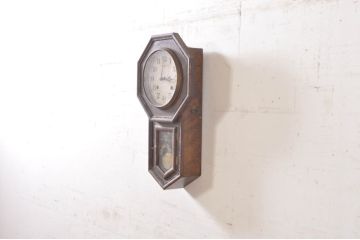 和製アンティーク　銓工舎(SENKOSHA)　MADE(Y)TOKYO　TRADE(S)MARK　BESTANSONIA CLOCK　古い木味が魅力的な掛け時計(柱時計、古時計、八角時計、振り子時計)(R-072421)