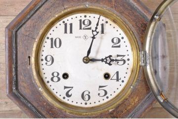 和製アンティーク　銓工舎(SENKOSHA)　MADE(Y)TOKYO　TRADE(S)MARK　BESTANSONIA CLOCK　古い木味が魅力的な掛け時計(柱時計、古時計、八角時計、振り子時計)(R-072421)