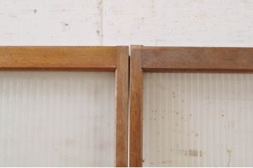 アンティーク建具　どこか懐かしい雰囲気漂うモールガラス窓4枚セット(引き戸、ガラス戸)(R-072445)