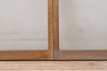 アンティーク建具　どこか懐かしい雰囲気漂うモールガラス窓4枚セット(引き戸、ガラス戸)(R-072445)