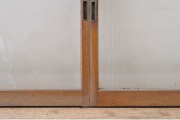 アンティーク建具　どこか懐かしい雰囲気漂うモールガラス窓4枚セット(引き戸、ガラス戸)(R-072445)