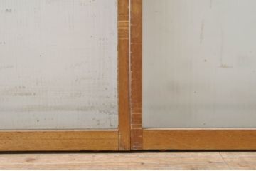 アンティーク建具　どこか懐かしい雰囲気漂うモールガラス窓4枚セット(引き戸、ガラス戸)(R-072445)