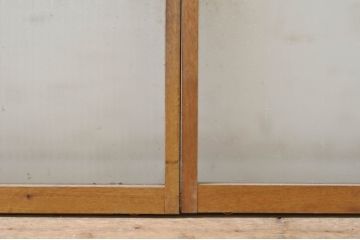 アンティーク建具　どこか懐かしい雰囲気漂うモールガラス窓4枚セット(引き戸、ガラス戸)(R-072445)