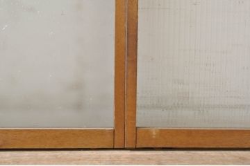 アンティーク建具　どこか懐かしい雰囲気漂うモールガラス窓4枚セット(引き戸、ガラス戸)(R-072445)