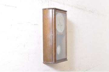 和製アンティーク　愛知時計電機(アイチ、AICHI)　AC TRADE MARK(トレードマーク)　シルバーデザインの文字盤が素敵な掛け時計(柱時計、古時計、振り子時計)(R-072451)