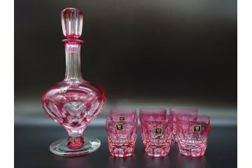 カガミクリスタル　KAGAMI CRYSTAL　鮮やかな色彩と繊細なカットが魅力的なデカンタセット(デキャンタ、グラス6客、ガラス、硝子、ロックグラス、水差し、酒器)(R-072467)