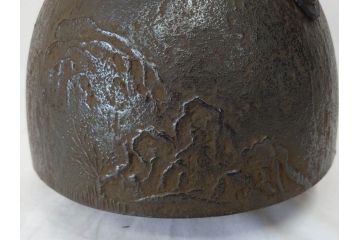未使用　南部　名工　佐藤秀次郎　秀山作　味わい深い風合いが魅力的な鉄瓶(湯沸、湯瓶、茶道具、茶器、共箱付き)(R-072470)