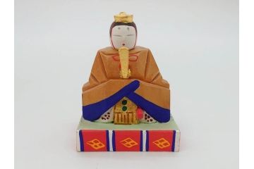 奈良人形　一刀彫　染川宗進(白鹿園)　五段　十五人揃　小さくて可愛らしい雛人形(ひな人形、雛壇、段飾、木製、木彫り、置物、共箱付き)(R-072471)