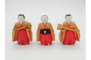 奈良人形　一刀彫　染川宗進(白鹿園)　五段　十五人揃　小さくて可愛らしい雛人形(ひな人形、雛壇、段飾、木製、木彫り、置物、共箱付き)(R-072471)