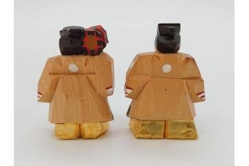 奈良人形　一刀彫　染川宗進(白鹿園)　五段　十五人揃　小さくて可愛らしい雛人形(ひな人形、雛壇、段飾、木製、木彫り、置物、共箱付き)(R-072471)