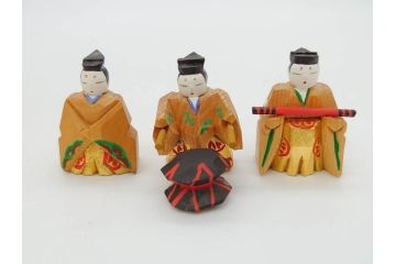 奈良人形　一刀彫　染川宗進(白鹿園)　五段　十五人揃　小さくて可愛らしい雛人形(ひな人形、雛壇、段飾、木製、木彫り、置物、共箱付き)(R-072471)
