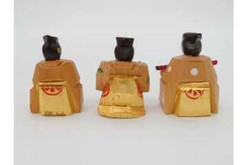 奈良人形　一刀彫　染川宗進(白鹿園)　五段　十五人揃　小さくて可愛らしい雛人形(ひな人形、雛壇、段飾、木製、木彫り、置物、共箱付き)(R-072471)