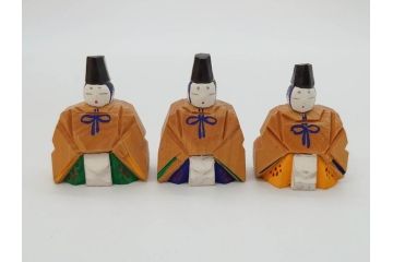 奈良人形　一刀彫　染川宗進(白鹿園)　五段　十五人揃　小さくて可愛らしい雛人形(ひな人形、雛壇、段飾、木製、木彫り、置物、共箱付き)(R-072471)