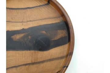 黒柿無垢材　素朴な木味がぬくもりを感じる丸盆(トレイ、トレー、お盆)(R-072474)