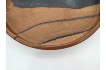 黒柿無垢材　素朴な木味がぬくもりを感じる丸盆(トレイ、トレー、お盆)(R-072474)