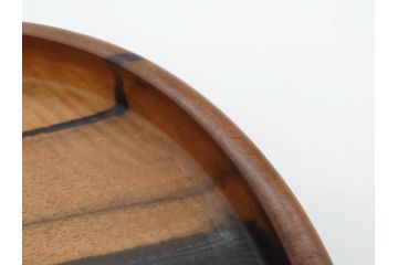 黒柿無垢材　素朴な木味がぬくもりを感じる丸盆(トレイ、トレー、お盆)(R-072474)
