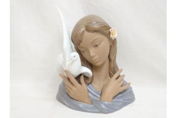 スペイン　リヤドロ　LLADRO　平和の思想　THOUGHTS OF PEACE　約37cm　細部まで丁寧につくられた優美で華麗なフィギュリン(陶器人形、置物、オブジェ、女の子、鳩、箱付き)(R-072476)