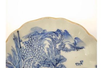 江戸後期〜幕末　伊万里　染付　山水図　約11cm　3.6寸　繊細な絵付けが食卓のアクセントになる小皿5枚セット(和皿、深皿、和食器、三寸六分)(R-072479)