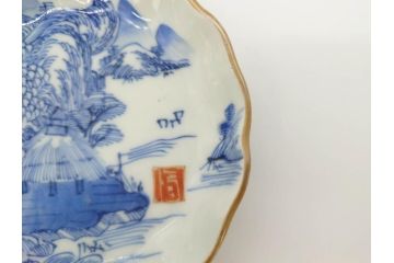 江戸後期〜幕末　伊万里　染付　山水図　約11cm　3.6寸　繊細な絵付けが食卓のアクセントになる小皿5枚セット(和皿、深皿、和食器、三寸六分)(R-072479)