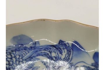 江戸後期〜幕末　伊万里　染付　山水図　約11cm　3.6寸　繊細な絵付けが食卓のアクセントになる小皿5枚セット(和皿、深皿、和食器、三寸六分)(R-072479)