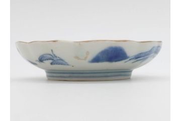 江戸後期〜幕末　伊万里　染付　山水図　約11cm　3.6寸　繊細な絵付けが食卓のアクセントになる小皿5枚セット(和皿、深皿、和食器、三寸六分)(R-072479)