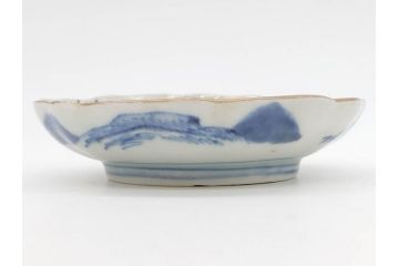 江戸後期〜幕末　伊万里　染付　山水図　約11cm　3.6寸　繊細な絵付けが食卓のアクセントになる小皿5枚セット(和皿、深皿、和食器、三寸六分)(R-072479)