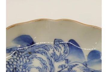 江戸後期〜幕末　伊万里　染付　山水図　約11cm　3.6寸　繊細な絵付けが食卓のアクセントになる小皿5枚セット(和皿、深皿、和食器、三寸六分)(R-072480)