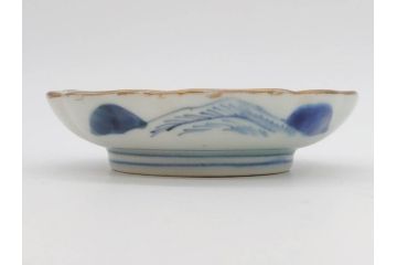 江戸後期〜幕末　伊万里　染付　山水図　約11cm　3.6寸　繊細な絵付けが食卓のアクセントになる小皿5枚セット(和皿、深皿、和食器、三寸六分)(R-072480)
