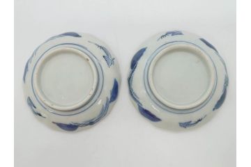 江戸後期〜幕末　伊万里　染付　山水図　約11cm　3.6寸　繊細な絵付けが食卓のアクセントになる小皿5枚セット(和皿、深皿、和食器、三寸六分)(R-072480)