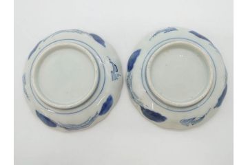 江戸後期〜幕末　伊万里　染付　山水図　約11cm　3.6寸　繊細な絵付けが食卓のアクセントになる小皿5枚セット(和皿、深皿、和食器、三寸六分)(R-072480)