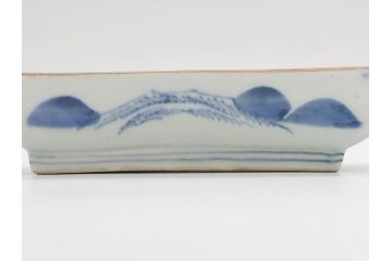 江戸後期〜幕末　伊万里　染付　約21cm　6.7寸　大胆に描かれた山水図に魅了される長皿3枚セット(角皿、和皿、和食器、六寸七分)(R-072481)