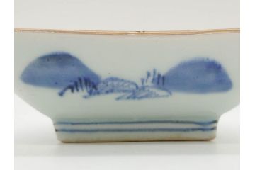 江戸後期〜幕末　伊万里　染付　約21cm　6.7寸　大胆に描かれた山水図に魅了される長皿3枚セット(角皿、和皿、和食器、六寸七分)(R-072481)