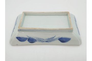 江戸後期〜幕末　伊万里　染付　約21cm　6.7寸　大胆に描かれた山水図に魅了される長皿3枚セット(角皿、和皿、和食器、六寸七分)(R-072481)