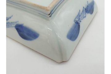 江戸後期〜幕末　伊万里　染付　約21cm　6.7寸　大胆に描かれた山水図に魅了される長皿3枚セット(角皿、和皿、和食器、六寸七分)(R-072481)