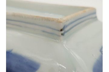 江戸後期〜幕末　伊万里　染付　約21cm　6.7寸　大胆に描かれた山水図に魅了される長皿3枚セット(角皿、和皿、和食器、六寸七分)(R-072481)