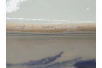 江戸後期〜幕末　伊万里　染付　約21cm　6.7寸　大胆に描かれた山水図に魅了される長皿3枚セット(角皿、和皿、和食器、六寸七分)(R-072481)