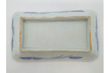 江戸後期〜幕末　伊万里　染付　約21cm　6.7寸　大胆に描かれた山水図に魅了される長皿3枚セット(角皿、和皿、和食器、六寸七分)(R-072481)